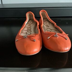 Sam Edelman Vibrant Orange Flats with Bow Accent